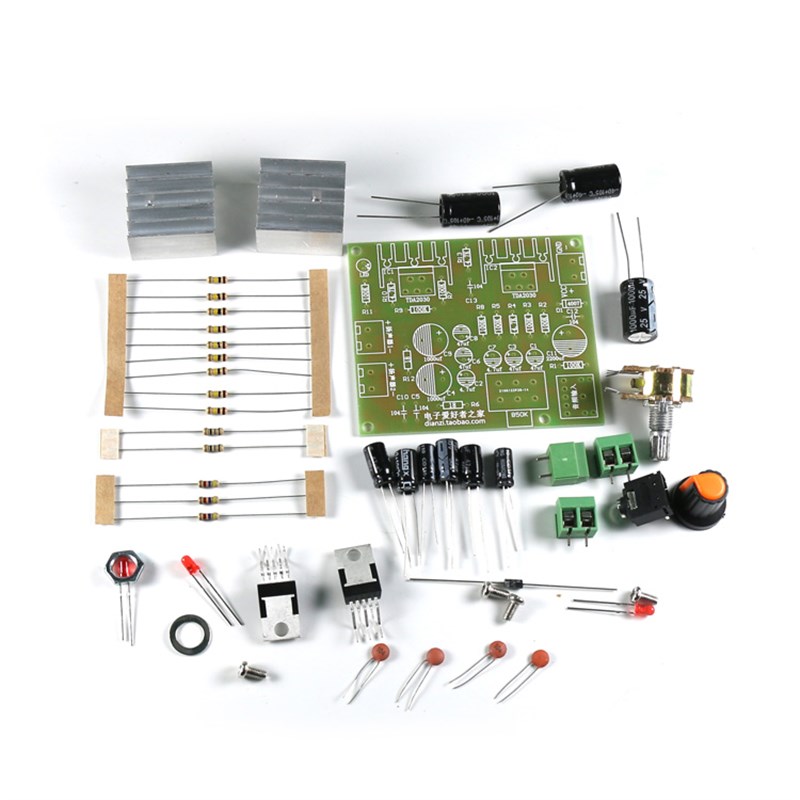 (散件)2.0双声道纯后级TDA2030A音响音箱功放板单电源12V焊接套件