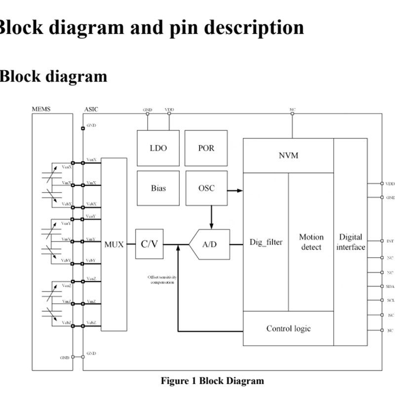 DA213B加速度传感器 振动IC