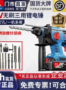 东成充电电锤冲击钻锂电无刷两用多功能电锺电镐电捶DCZC22