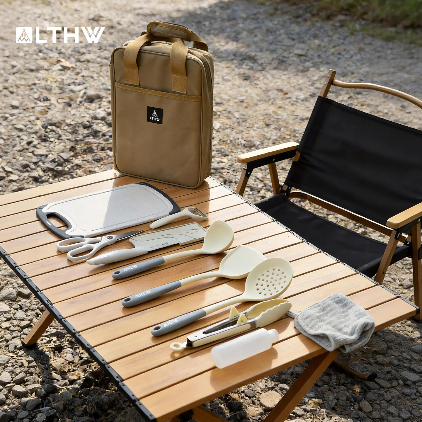 LTHW旅腾户外野营炊具刀具便携厨具收纳包露营自驾游锅铲菜板套装图片