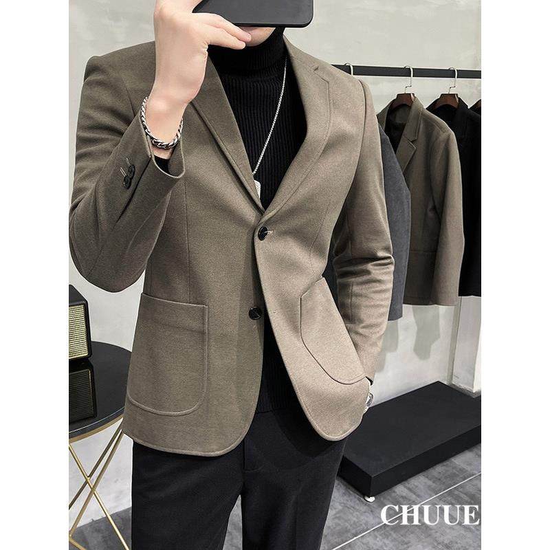 CHUUE/轻熟风呢料小西装男修身韩版秋冬新款高级感休闲西服男外套