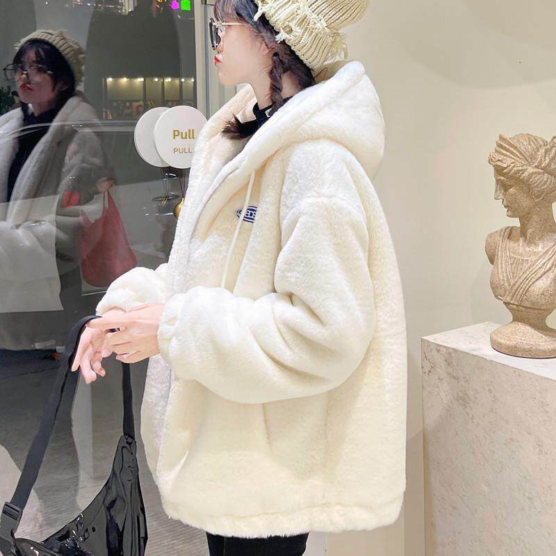 羊羔绒外套少女装秋冬季初高中学生加厚保暖上衣服毛茸茸短款棉服