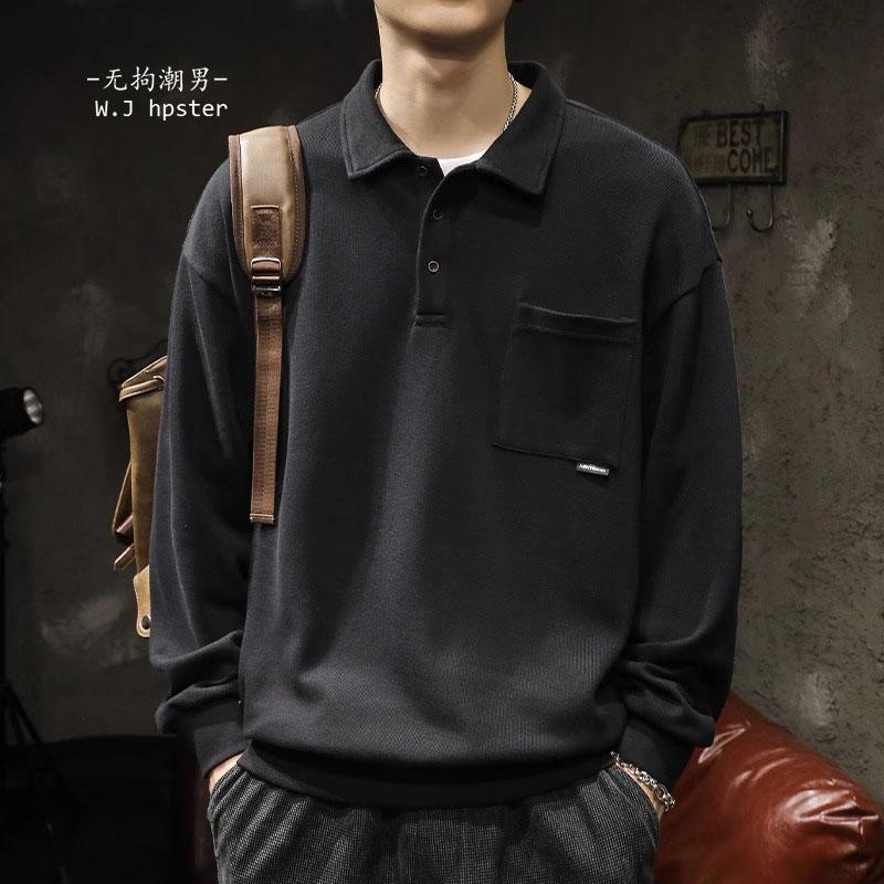 it neith BIAS潮牌美式polo衫长袖男重磅卫衣秋春秋翻领上衣外套