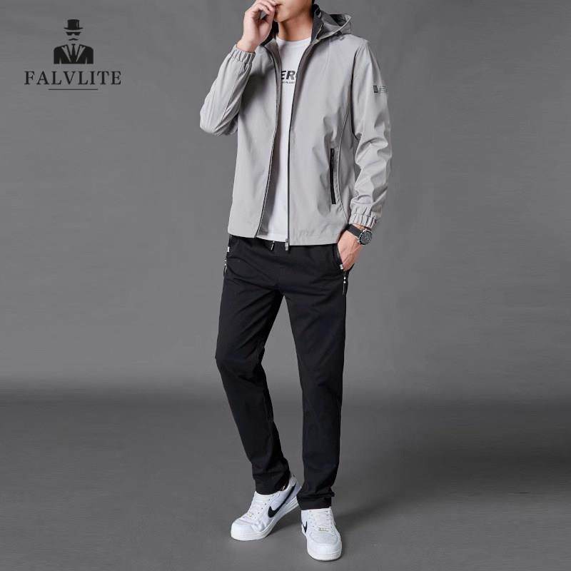 FALVLITE春秋季休闲运动服一整套装男士夹克外套裤子时尚两件套,男装,休闲运动套装,淘宝优惠券,粉丝福利购,淘宝优惠卷