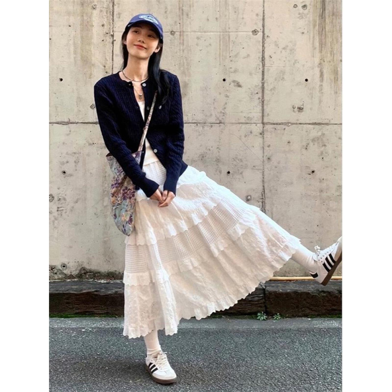 韩国NextMary白色蛋糕裙女半身裙春夏高腰a字芭蕾风气质蓬蓬长裙