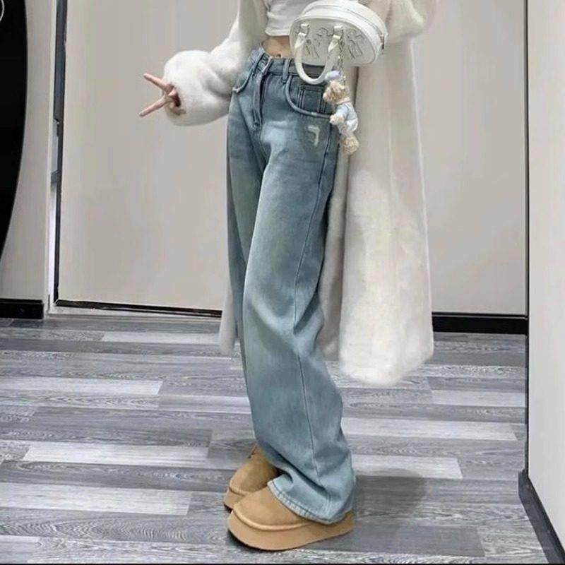 欧洲站阔腿牛仔裤女2025年春秋新款宽松显瘦时尚百搭弹力拖地裤潮