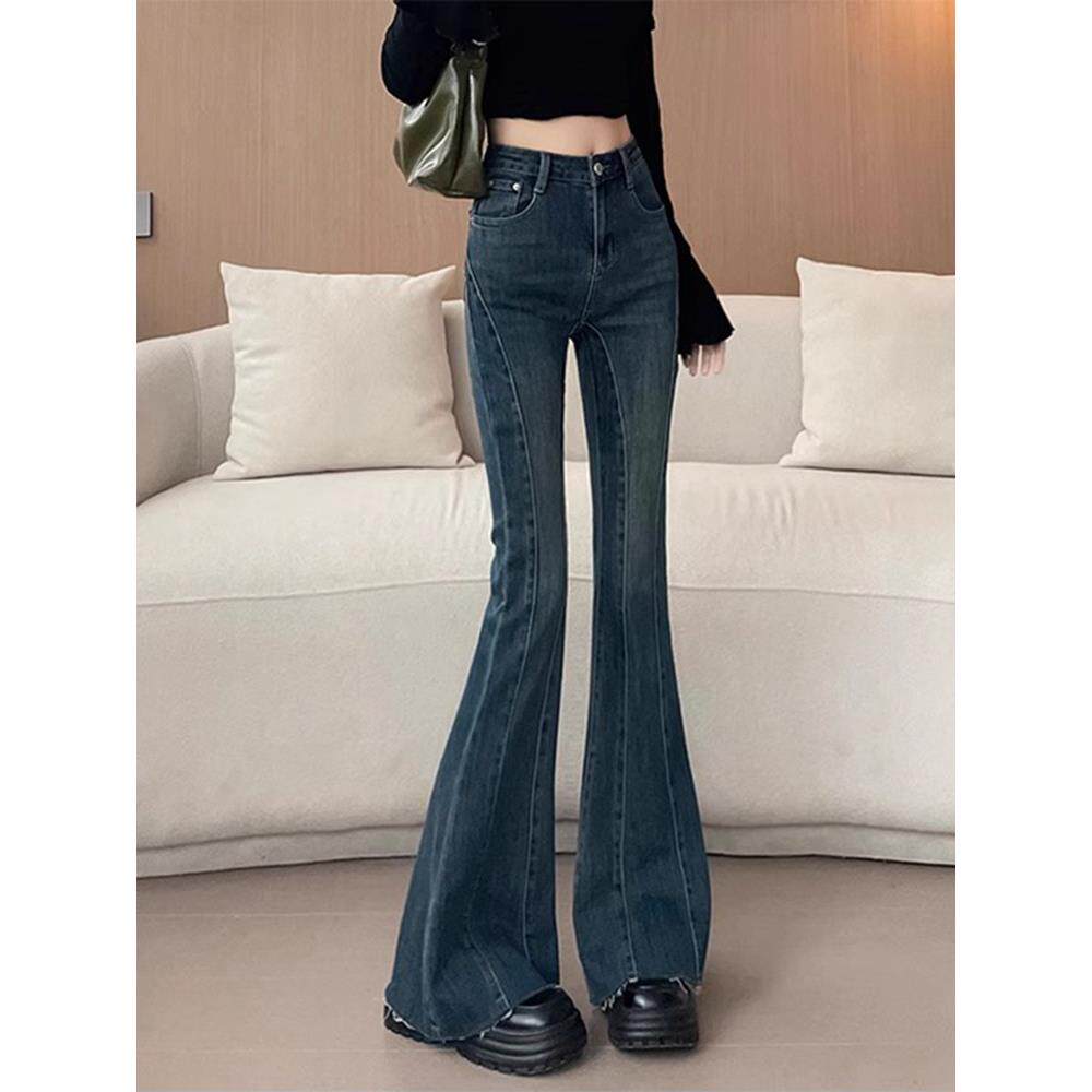 2025春秋新款微喇牛仔裤女爆款高腰修身弹力百搭小个子马蹄喇叭裤