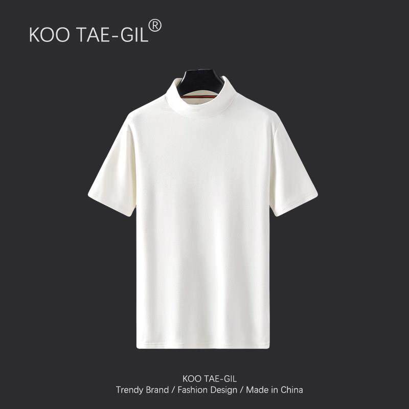 冬季男士羽毛蛋白德绒短袖半高领打底衫加厚无痕立领T恤保暖内衣