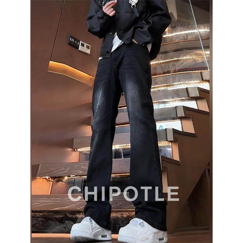 韩国CHIPOTLE高级感水洗直筒牛仔裤男士2026春季vibe美式弯刀裤子
