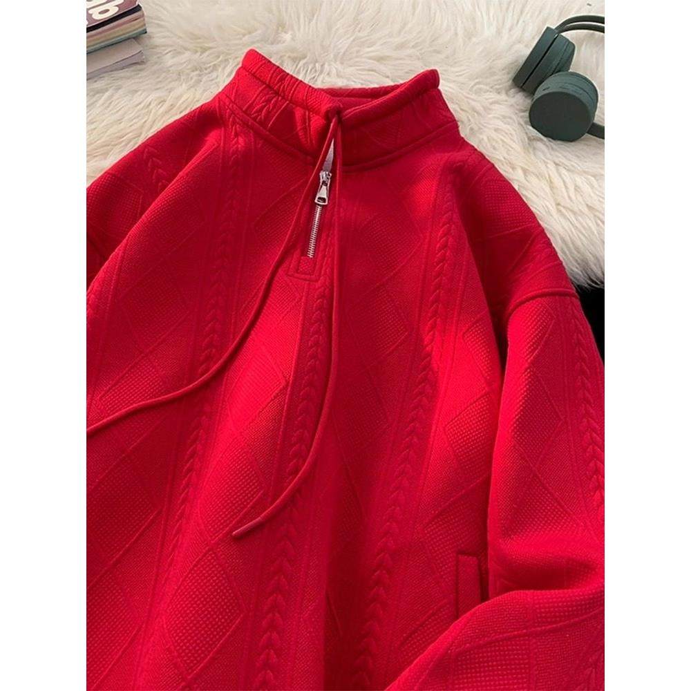 LL男装卫衣男2025新款爆款外套青少年本命年国潮车厘子红oversize