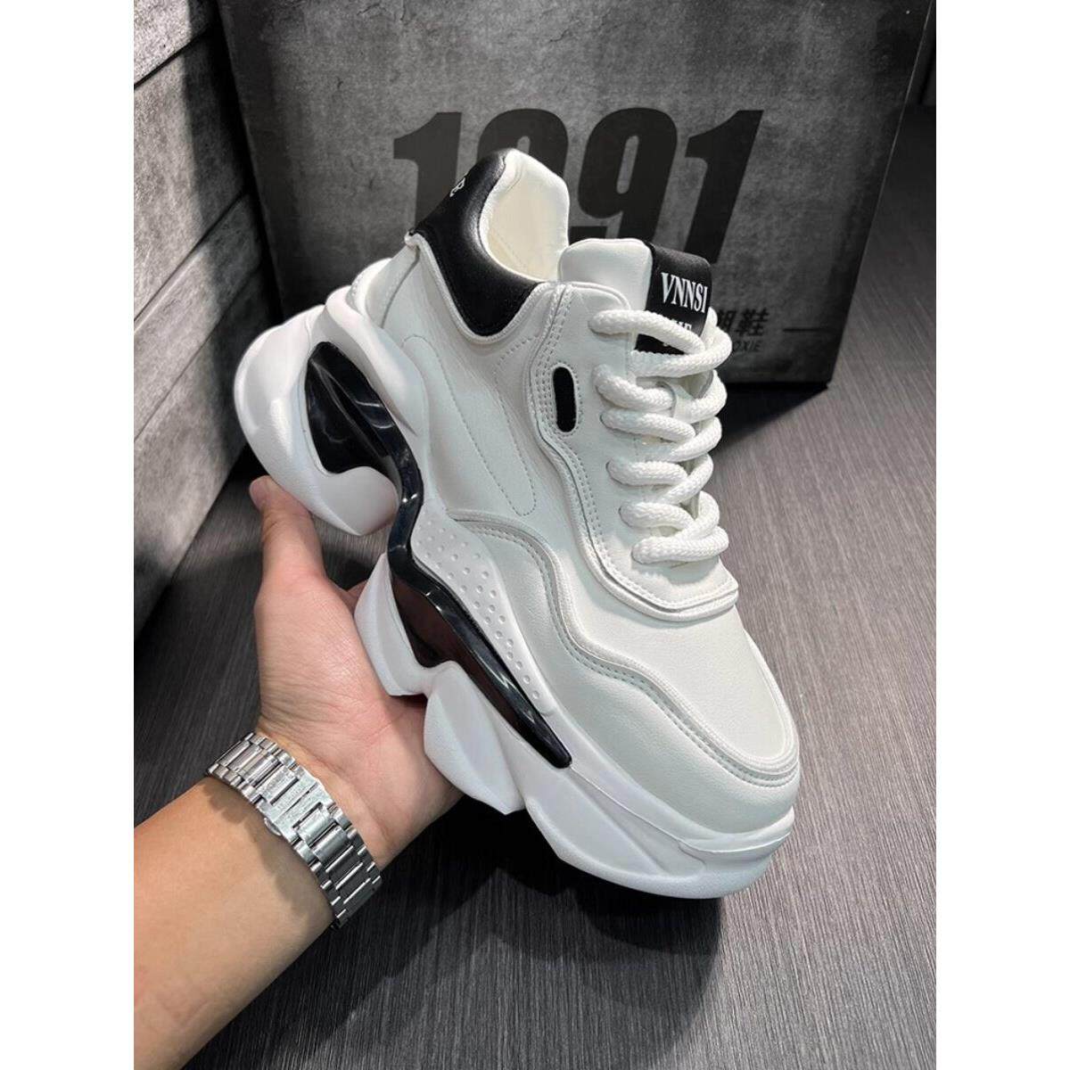 潮牌老爹鞋男秋冬款2025新款高级感厚底增高冬季加绒运动休闲男鞋