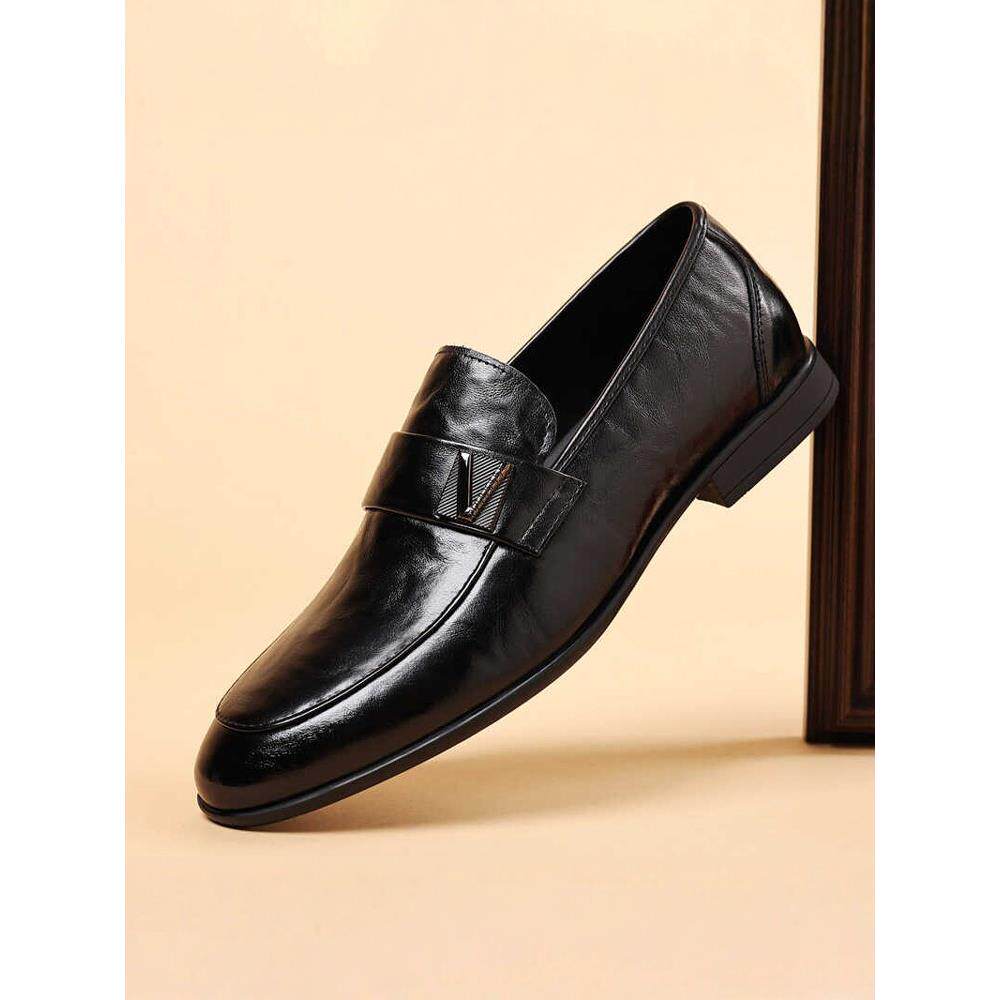 乐福鞋男款2025新款商务正装一脚蹬豆豆鞋真皮透气软底低帮皮鞋男