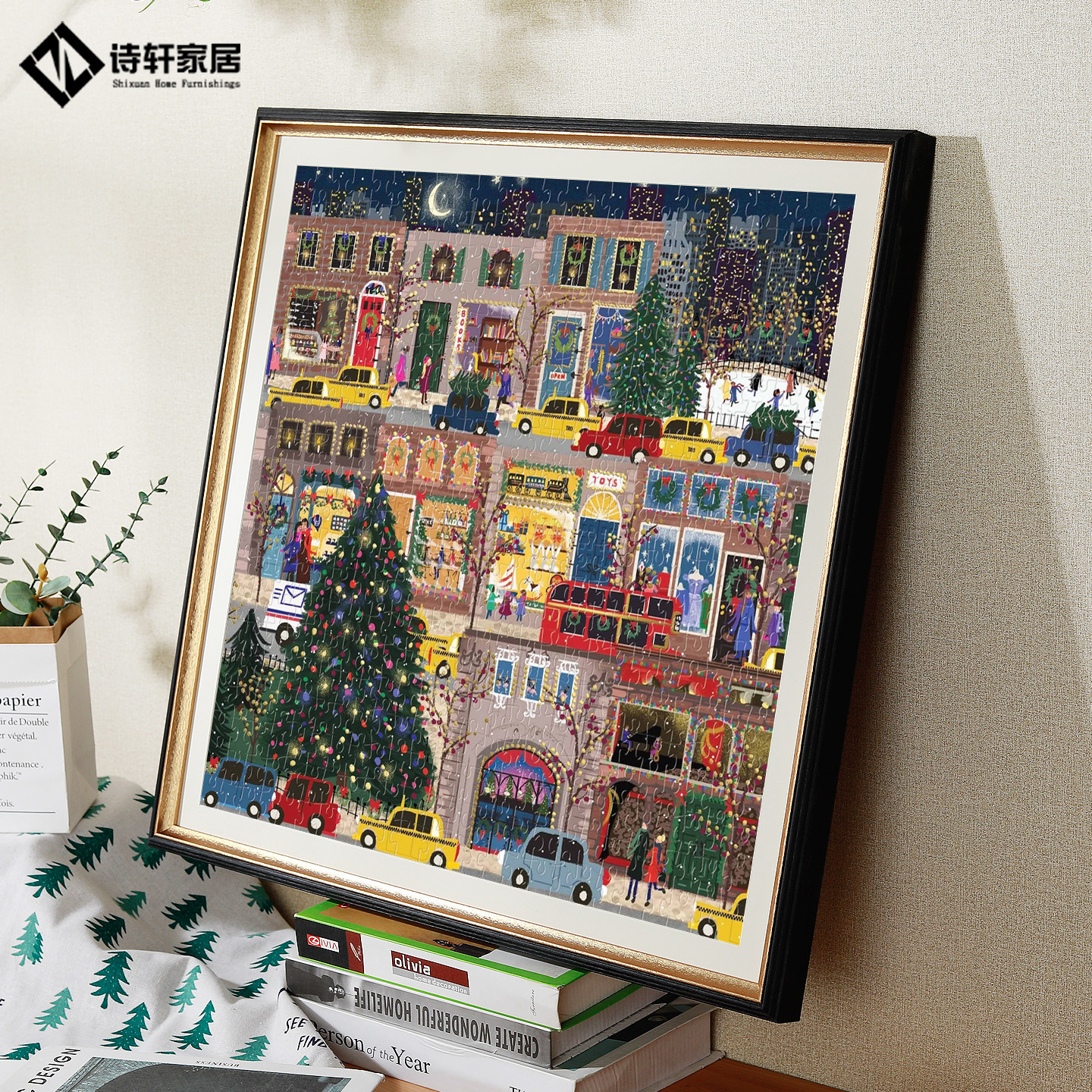 冬灯拼图相框圣诞节日galison四季系列繁华盛开画框卡纸装裱挂墙