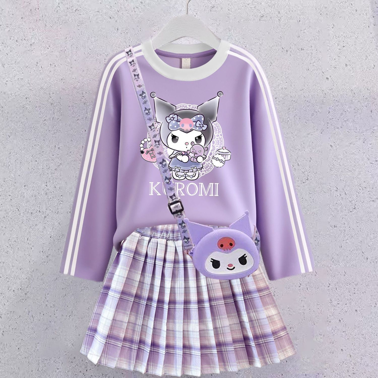 2025新款女童jk套装裙春秋季时尚儿童学院风格子百褶裙长袖上衣秋