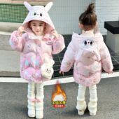 女童棉衣冬季 女宝儿童洋气棉袄可爱卡通超厚棉服 加绒加厚外套新款