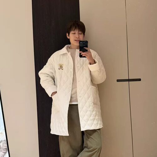 中性风中长款棉服外套