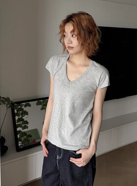 Y2NGV领小飞袖通勤百搭松弛感纸片人体恤