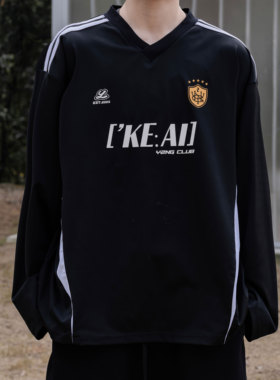 Y2NG Sport core 美式复古运动球衣撞色V领长袖T恤解构套头上衣