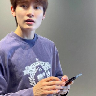 Y2NG紫色水洗磨毛做旧圆领长袖 复古原创印花T恤上衣圆领衫