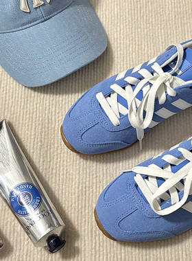 adidas VS JOG 2.0 舒适百搭 低帮 生活休闲鞋 男女同款 蓝色