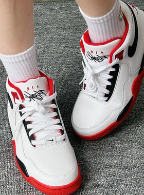 Nike Flight Legacy 经典风格 中帮 复古篮球鞋 男女同款 红白