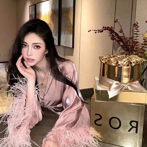 羽毛晨袍新娘伴娘婚礼睡袍