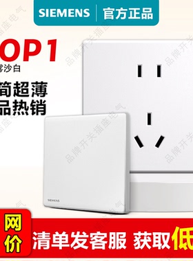 西门子开关插座面板璟荟雾沙a+c白系列绎官方五孔宸USB一开16aUSB