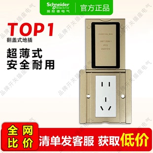 施耐德地插家用双电脑插座隐藏式五孔地插座(底盒开孔尺寸86*86)