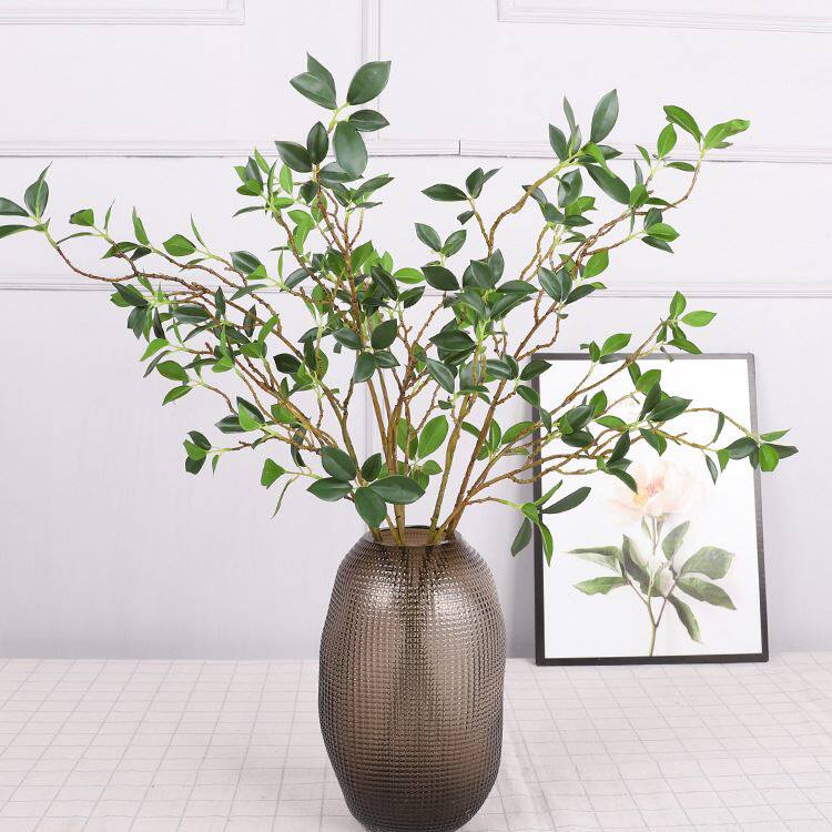 仿真带叶榕树枝家居植物装饰七星叶苗植物盆景榆树花材树叶