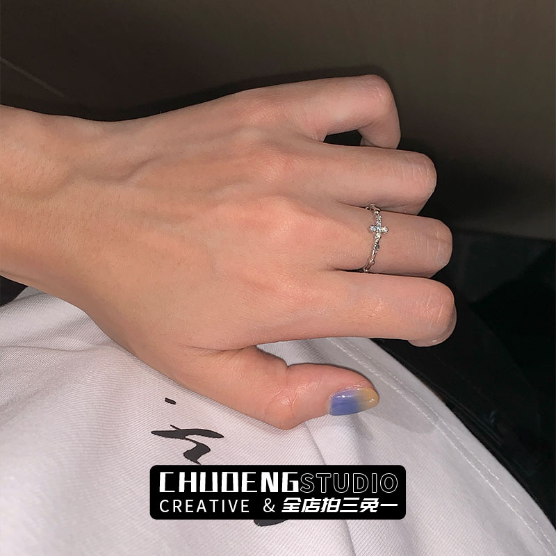 十字架开口细戒指女轻奢高级感