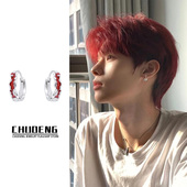 红色耳环 养耳洞原创小众设计轻奢高级感耳扣ins耳钉本命年耳饰