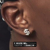 男女同款 美金耳钉男士 美式 超闪嘻哈欧美潮流小众设计百搭高级感