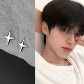 潮流男款 耳钉男士 冷淡风养耳洞高级感单只星星耳环简约个性 耳饰女
