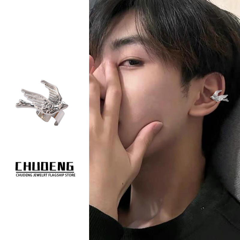 飞鸟耳骨夹耳钉男无孔痞帅耳夹