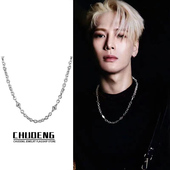 潮流锁骨链嘻哈链子配饰 男款 王嘉尔同款 拼接卫衣钛钢项链男潮男士