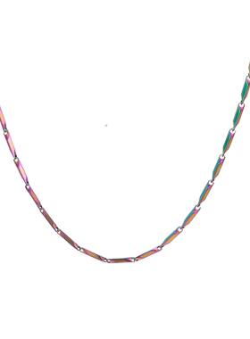 国潮菱形炫彩淬火项链男女简约