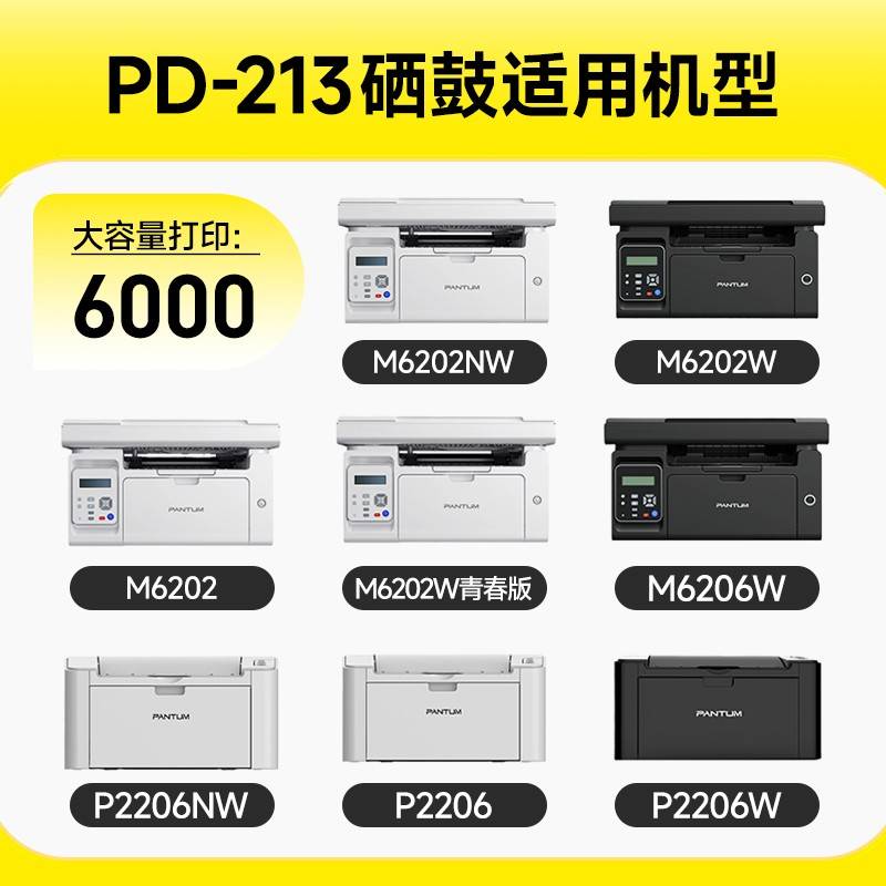 图M20印t2nw2硒鼓PD213墨盒P206nw碳粉6M62奔60wM P2210W45195打
