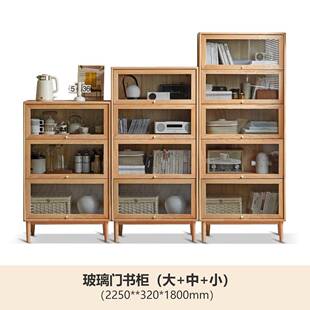 柜直销实木家约户柜简07112橡木书家用厂多型翻璃门餐小收纳边玻
