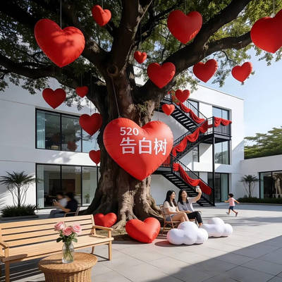 情人节充气爱心告白树网红打卡