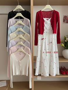 防嗮坎肩小外套透气针织开衫 温柔V领薄款 上衣9082 ONE爱望春新款