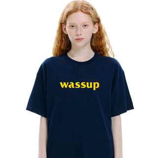 WASSUP短袖T恤女2023新款夏季重磅宽松纯棉正肩情侣装潮牌ins半袖