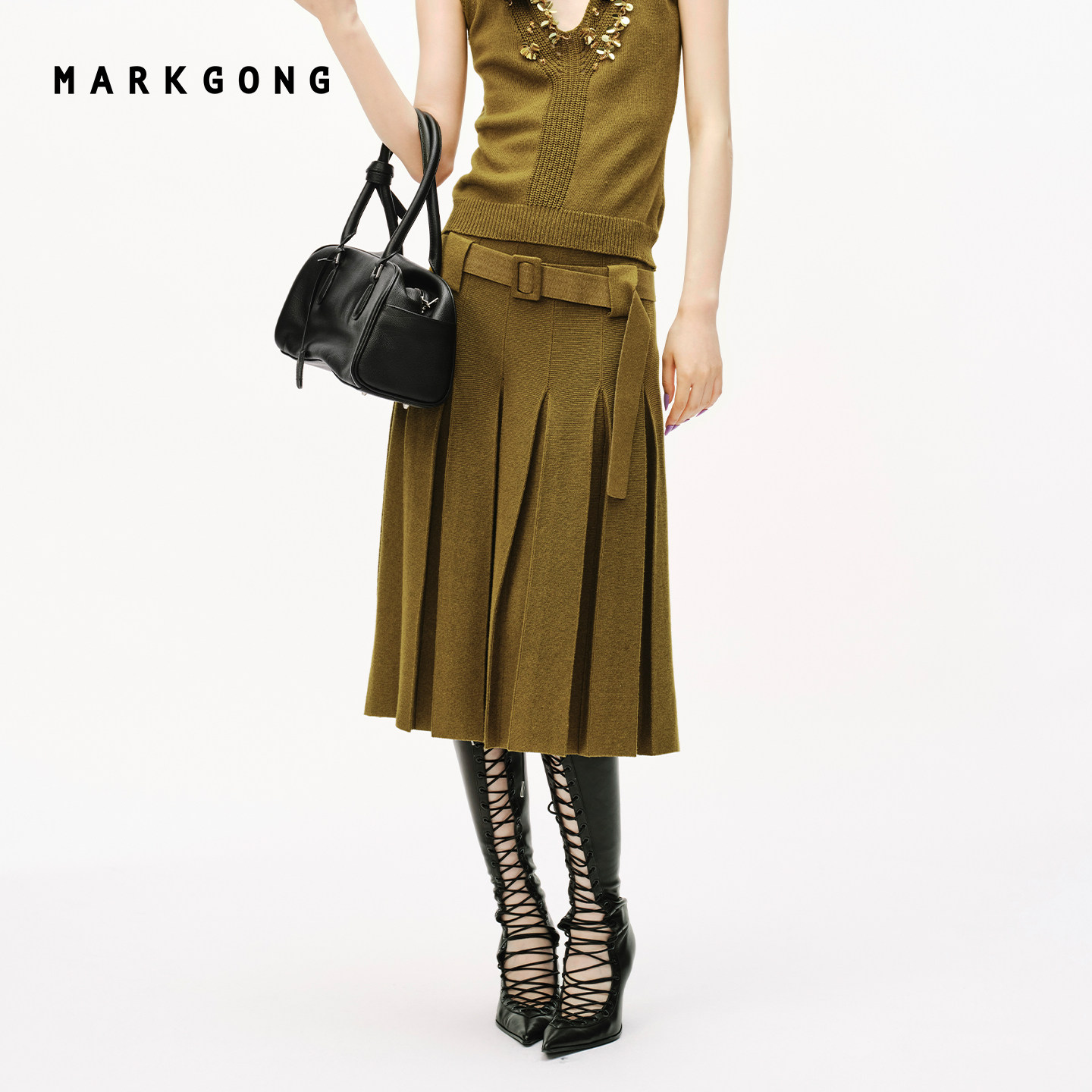 MARKGONG针织百褶半裙图片