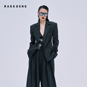 假两件秋冬 灰色钉珠马甲西装 JENNIE同款 MARKGONG