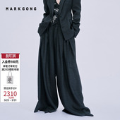 休闲秋冬女装 JENNIE同款 饰阔腿西裤 打褶装 MARKGONG