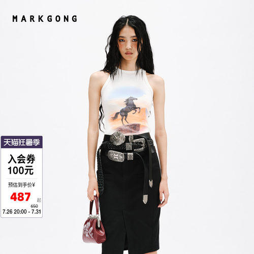 MARKGONG复古印花背心