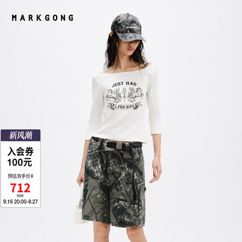 MARKGONG七分袖荡领露背