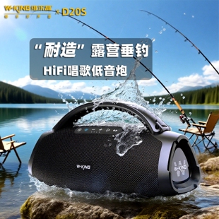 维尔晶D20S手提便携K歌低音炮IPX蓝牙音响7级防水户外露营垂钓