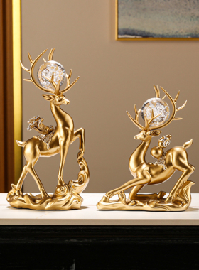 新中式鹿摆件家居高档轻奢客厅玄关电视柜酒柜装饰品乔迁新居礼品