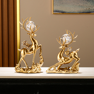 新中式鹿摆件家居高档轻奢客厅玄关电视柜酒柜装饰品乔迁新居礼品