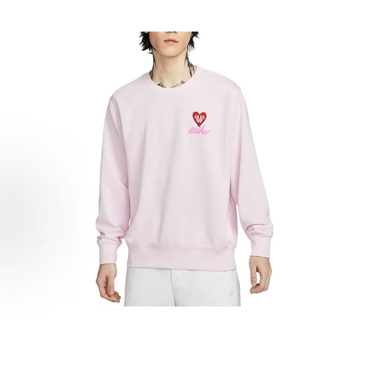 NIKE耐克 Sportswear FW25 时尚圆领情侣款粉色卫衣 IB8233-663 - 实物图